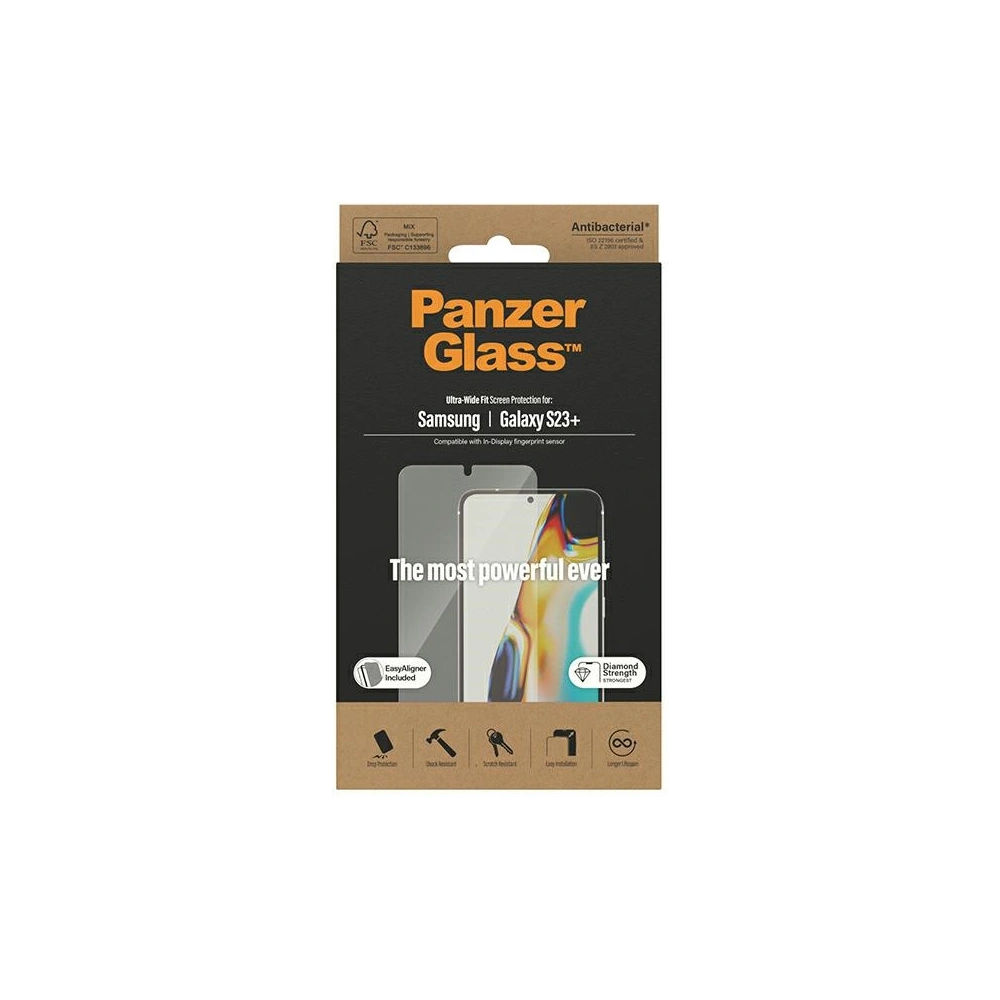 Hurtownia GSM - Edzett üveg PanzerGlass Ultra-Wide Fit Samsung Galaxy S23+ Plus képernyővédő 7316 applikátorral - PZG373 - {ean13} - Hurt