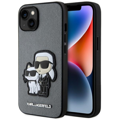Karl Lagerfeld Distributor - 3666339122744 - KLD1555 - Karl Lagerfeld KLHCP14SSANKCPG Apple iPhone 14 hardcase silver Saffiano Karl & Choupette - B2B homescreen