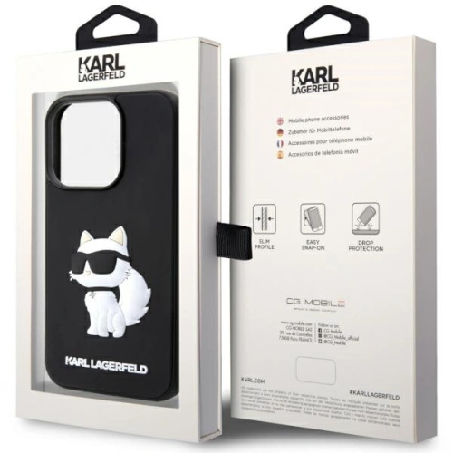 Etui Karl Lagerfeld KLHCP14X3DRKHNK Apple iPhone 14 Pro Max czarny/black hardcase Rubber Choupette 3D
