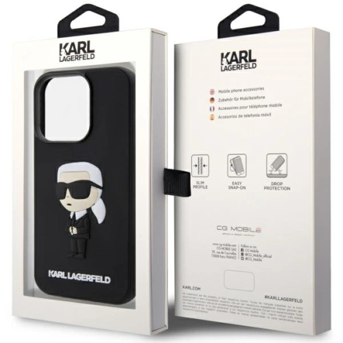 Etui Karl Lagerfeld KLHCP14X3DRKINK Apple iPhone 14 Pro Max czarny/black hardcase Rubber Ikonik 3D