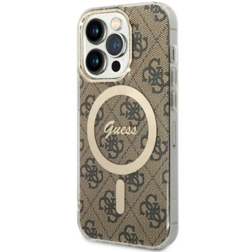 Etui Guess GUHMP14LH4STW Apple iPhone 14 Pro brązowy/brown hardcase 4G MagSafe