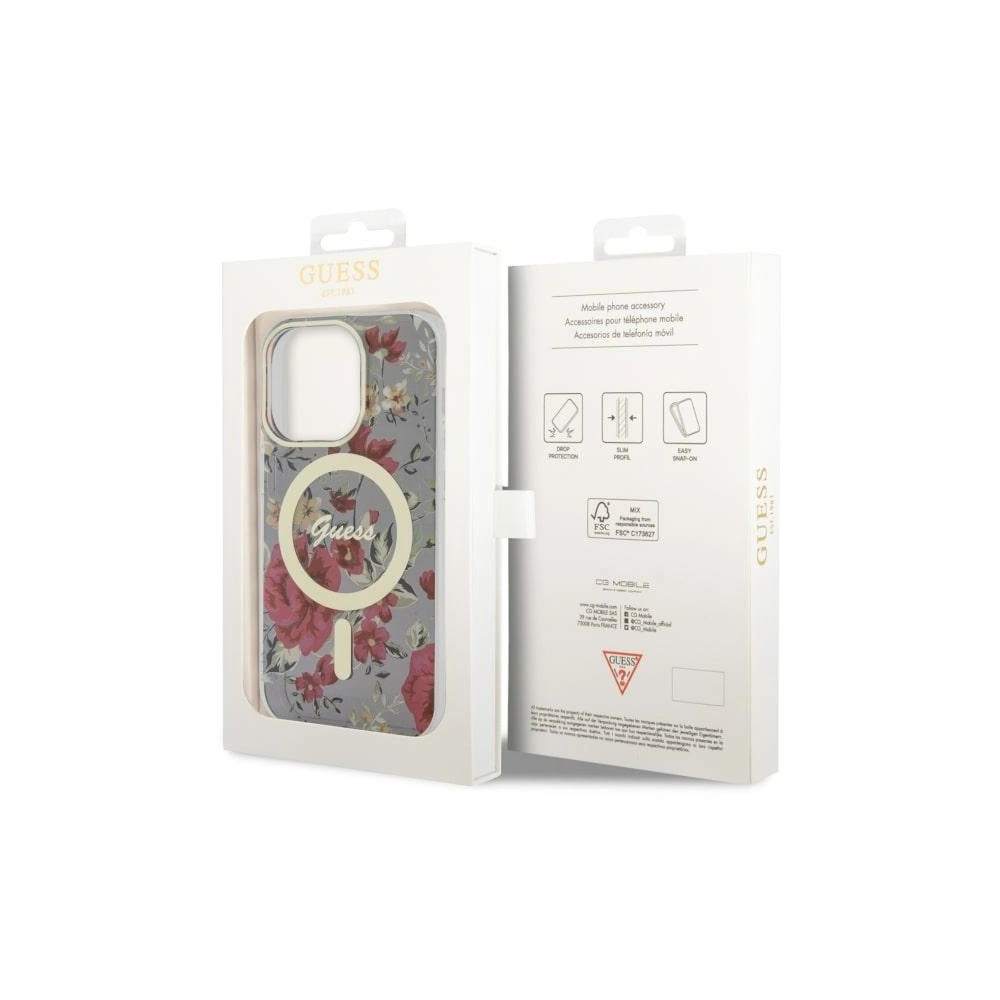 Hurtownia GSM - Etui Guess GUHMP14LHCFWSA Apple iPhone 14 Pro verde/khaki hardcase Flower MagSafe - GUE2477 - {ean13} - Hurt