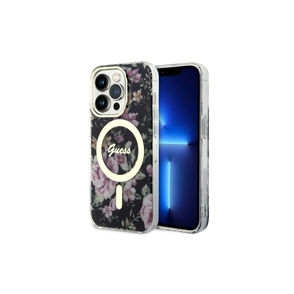 Hurtownia GSM - Etui Guess GUHMP14LHCFWSK Apple iPhone 14 Pro negru/black hardcase Flower MagSafe - GUE2478 - {ean13} - Hurt