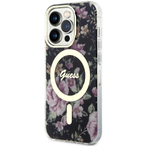 Etui Guess GUHMP14LHCFWSK Apple iPhone 14 Pro czarny/black hardcase Flower MagSafe