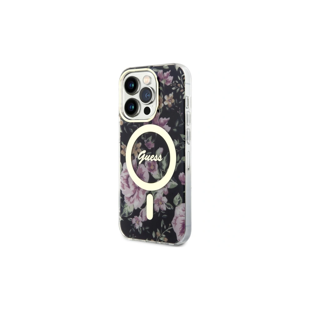 Hurtownia GSM - Etui Guess GUHMP14LHCFWSK Apple iPhone 14 Pro negru/black hardcase Flower MagSafe - GUE2478 - {ean13} - Hurt
