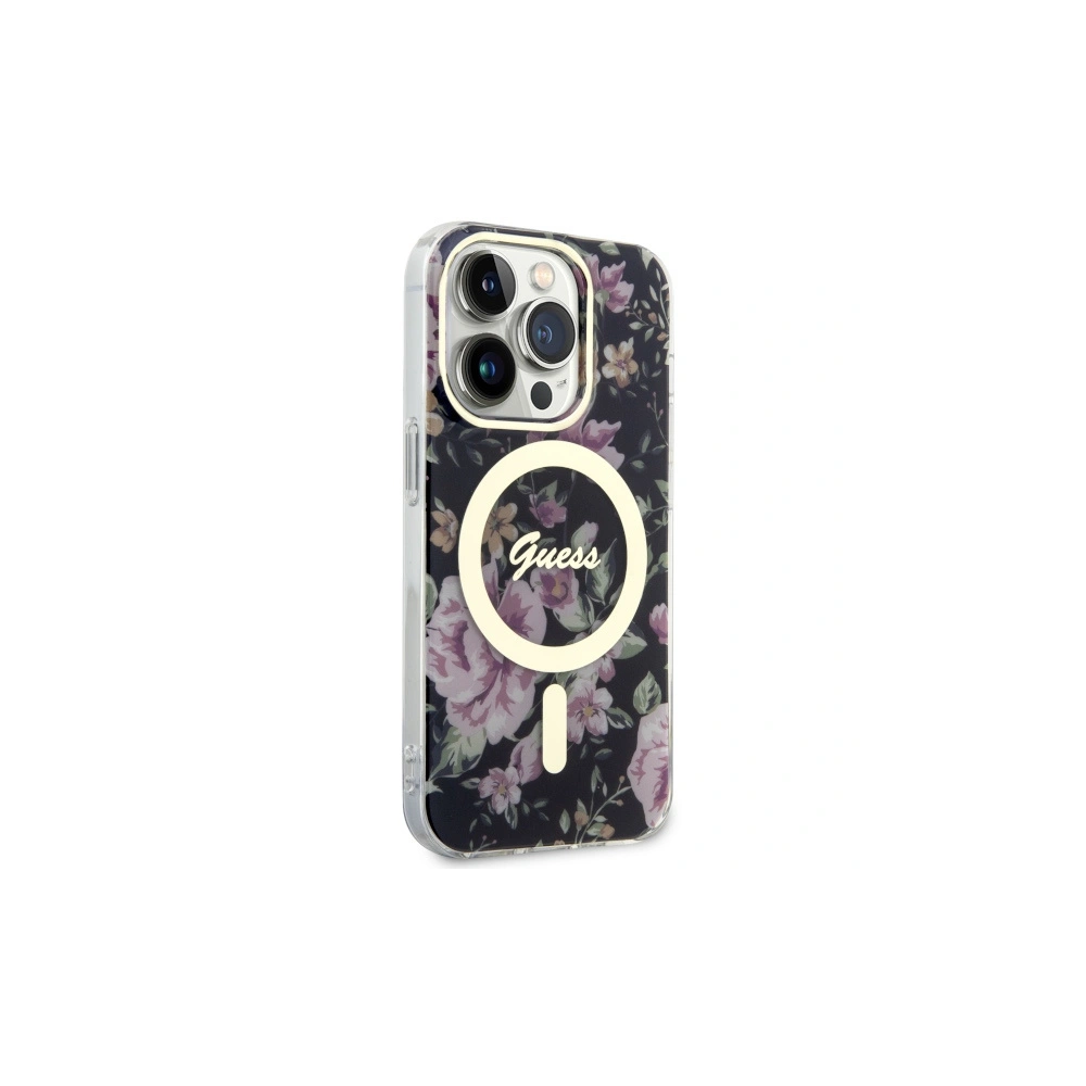 Hurtownia GSM - Etui Guess GUHMP14LHCFWSK Apple iPhone 14 Pro negru/black hardcase Flower MagSafe - GUE2478 - {ean13} - Hurt