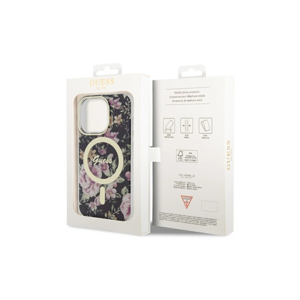 Hurtownia GSM - Etui Guess GUHMP14LHCFWSK Apple iPhone 14 Pro negru/black hardcase Flower MagSafe - GUE2478 - {ean13} - Hurt