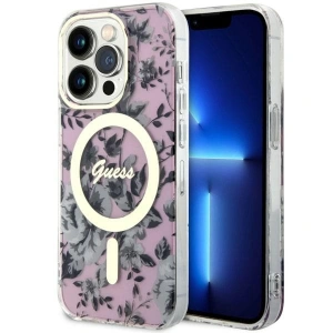 Etui Guess GUHMP14LHCFWSP Apple iPhone 14 Pro różowy/pink hardcase Flower MagSafe