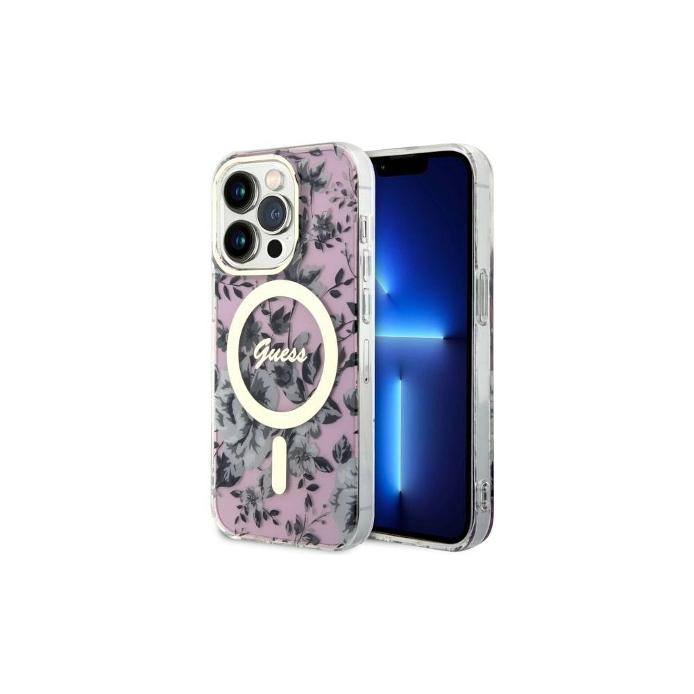 Hurtownia GSM - Etui Guess GUHMP14LHCFWSP Apple iPhone 14 Pro różowy/pink hardcase Flower MagSafe - GUE2479 - {ean13} - Hurt
