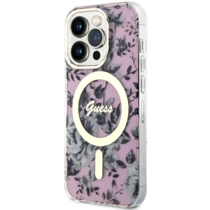 Etui Guess GUHMP14LHCFWSP Apple iPhone 14 Pro różowy/pink hardcase Flower MagSafe