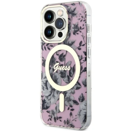 Etui Guess GUHMP14LHCFWSP Apple iPhone 14 Pro różowy/pink hardcase Flower MagSafe