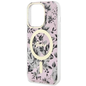Etui Guess GUHMP14LHCFWSP Apple iPhone 14 Pro różowy/pink hardcase Flower MagSafe