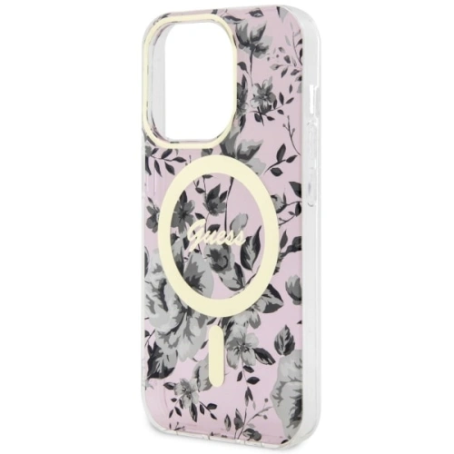 Etui Guess GUHMP14LHCFWSP Apple iPhone 14 Pro różowy/pink hardcase Flower MagSafe