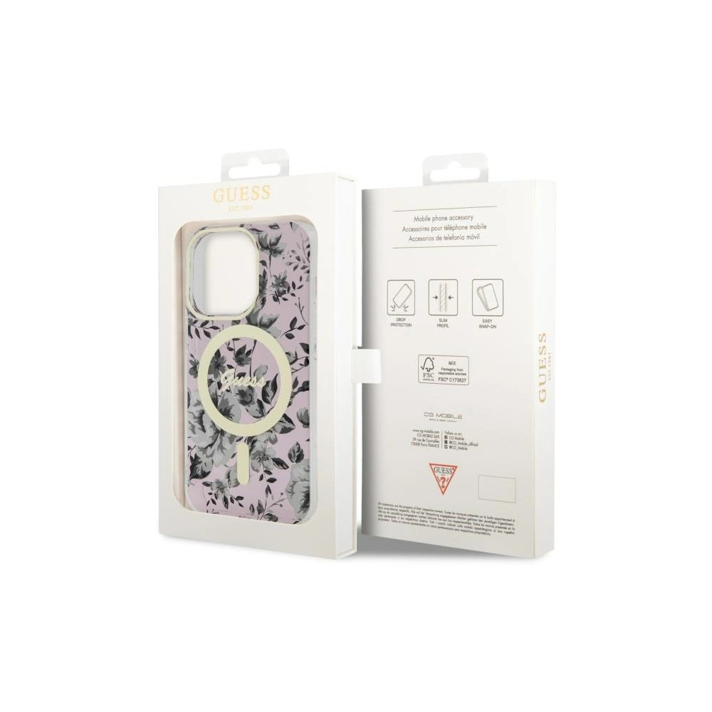 Hurtownia GSM - Etui Guess GUHMP14LHCFWSP Apple iPhone 14 Pro różowy/pink hardcase Flower MagSafe - GUE2479 - {ean13} - Hurt