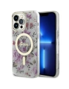Etui Guess GUHMP14LHCFWST Apple iPhone 14 Pro carcasă transparentă din plastic Flower MagSafe