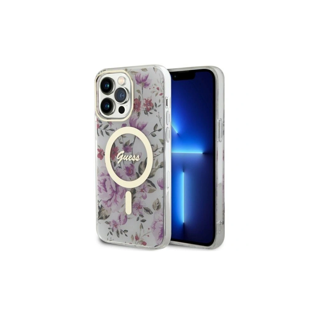 Hurtownia GSM - Etui Guess GUHMP14LHCFWST Apple iPhone 14 Pro transparent hardcase Flower MagSafe - GUE2480 - {ean13} - Hurt