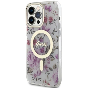 Etui Guess GUHMP14LHCFWST Apple iPhone 14 Pro transparent hardcase Flower MagSafe