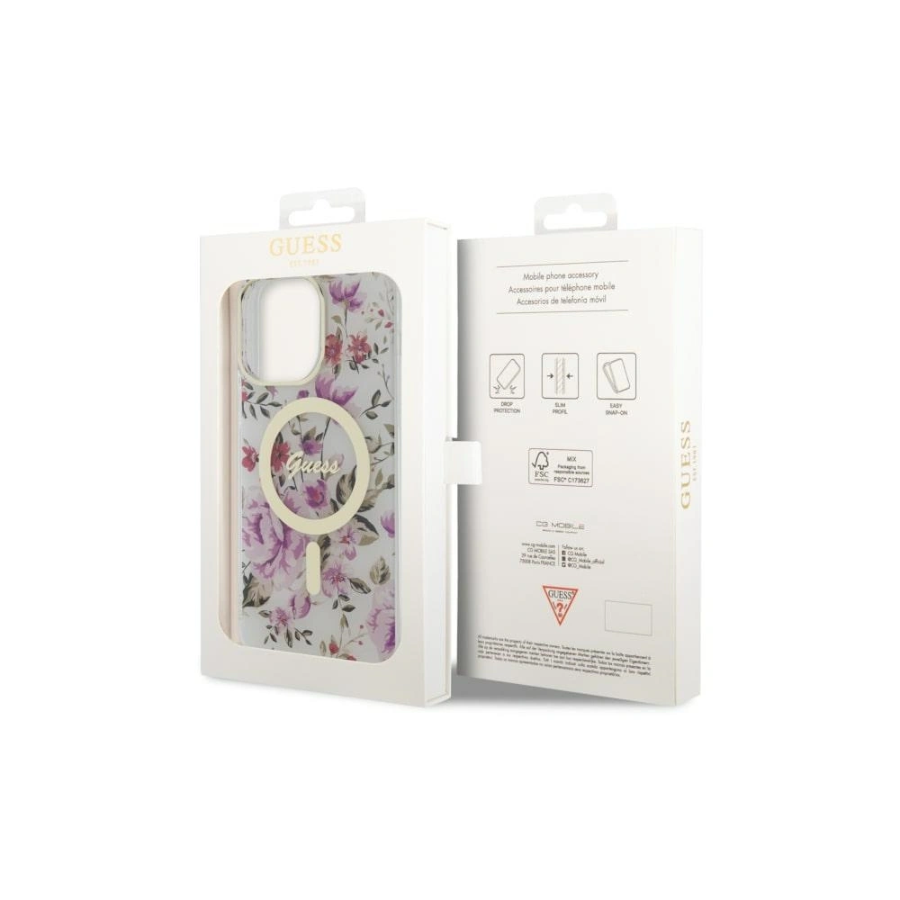 Hurtownia GSM - Etui Guess GUHMP14LHCFWST Apple iPhone 14 Pro transparent hardcase Flower MagSafe - GUE2480 - {ean13} - Hurt