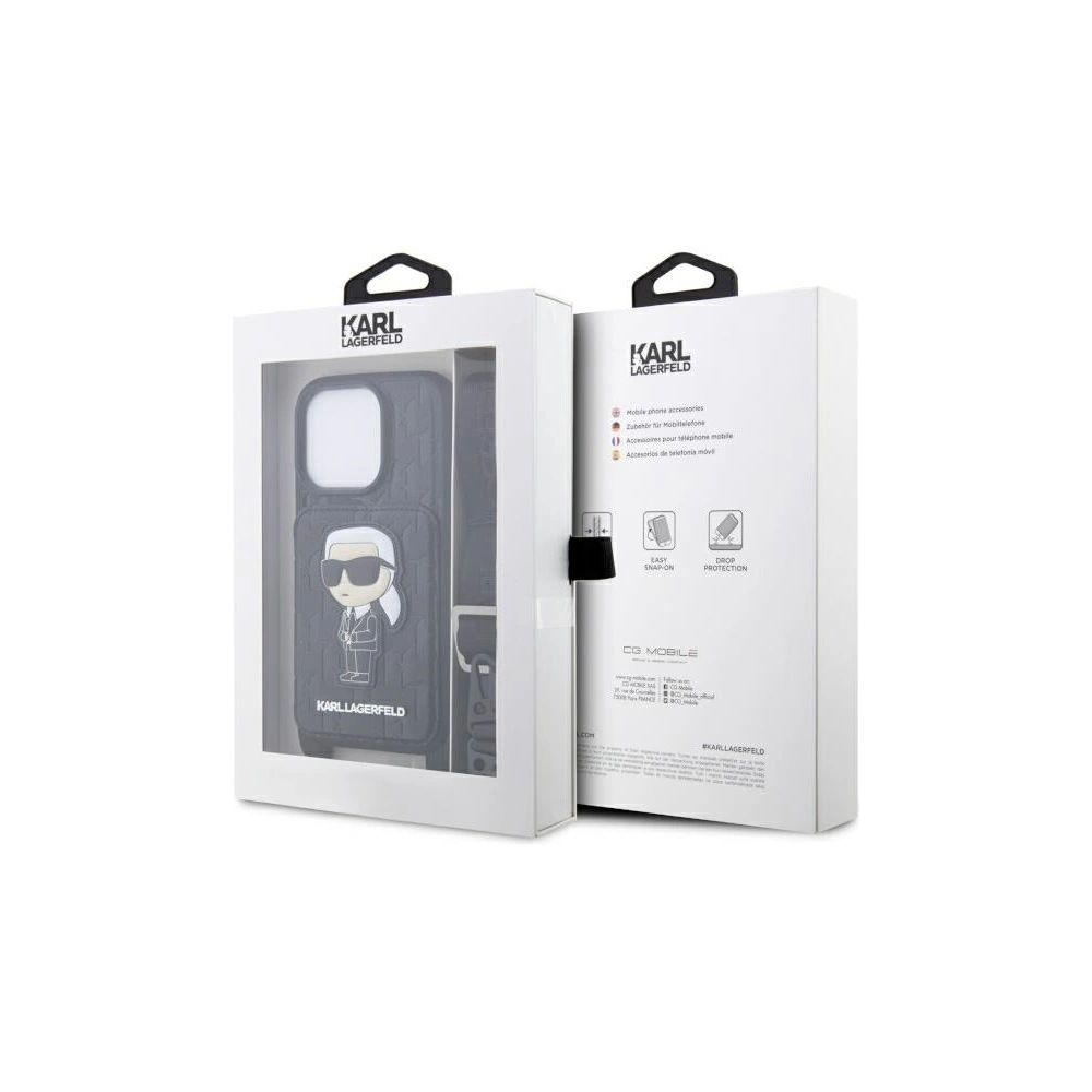 Hurtownia GSM - Etui Karl Lagerfeld KLHCP14XCSAKHPKK Apple iPhone 14 Pro Max Hardcase schwarz/black Crossbody Saffiano Monogram Ikonik - KLD1561 - {ean13} - Hurt