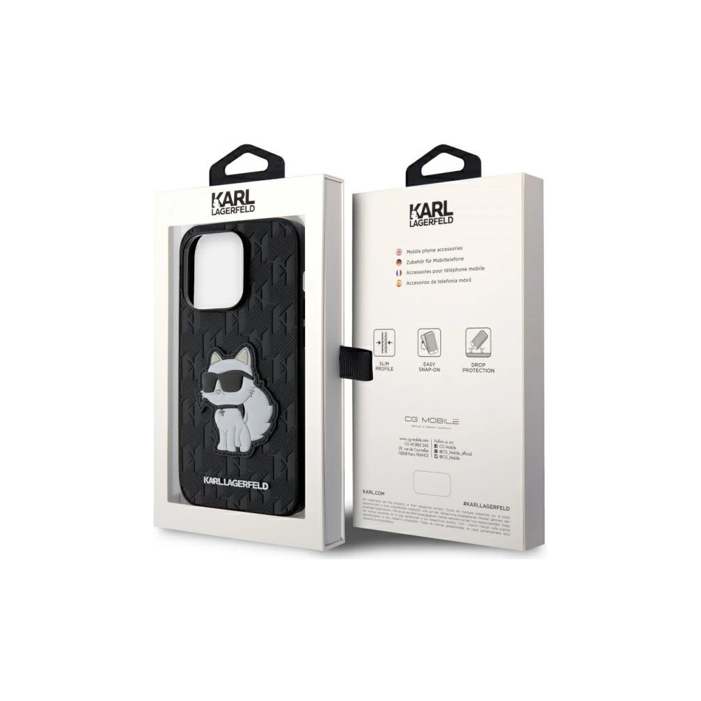 Hurtownia GSM - Etui Karl Lagerfeld KLHCP14XSAKHPCK Apple iPhone 14 Pro Max negru/black Saffiano Monogram Choupette - KLD1562 - {ean13} - Hurt