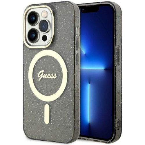 Guess Distributor - 3666339125585 - GUE2481 - Guess GUHMP14LHCMCGK Apple iPhone 14 Pro black hardcase Glitter Gold MagSafe - B2B homescreen