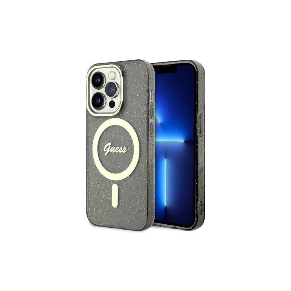 Hurtownia GSM - Etui Guess GUHMP14LHCMCGK Apple iPhone 14 Pro negru/black hardcase Glitter Gold MagSafe - GUE2481 - {ean13} - Hurt