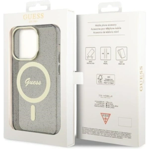 Etui Guess GUHMP14LHCMCGK Apple iPhone 14 Pro czarny/black hardcase Glitter Gold MagSafe