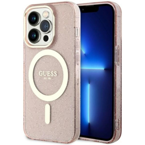 Guess Distributor - 3666339125882 - GUE2482 - Guess GUHMP14LHCMCGP Apple iPhone 14 Pro pink hardcase Glitter Gold MagSafe - B2B homescreen