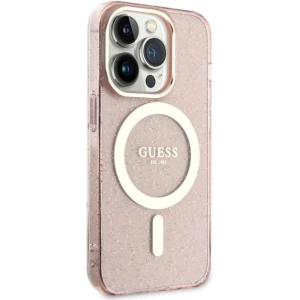 Etui Guess GUHMP14LHCMCGP Apple iPhone 14 Pro różowy/pink hardcase Glitter Gold MagSafe