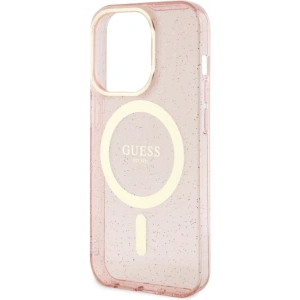 Etui Guess GUHMP14LHCMCGP Apple iPhone 14 Pro różowy/pink hardcase Glitter Gold MagSafe