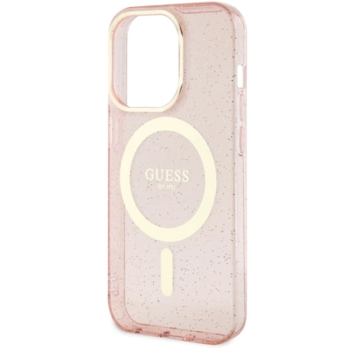 Etui Guess GUHMP14LHCMCGP Apple iPhone 14 Pro różowy/pink hardcase Glitter Gold MagSafe