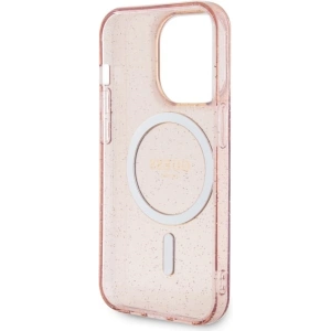 Etui Guess GUHMP14LHCMCGP Apple iPhone 14 Pro różowy/pink hardcase Glitter Gold MagSafe