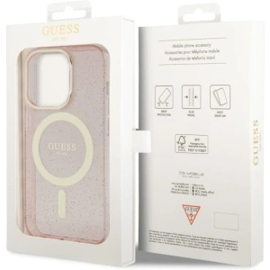 Etui Guess GUHMP14LHCMCGP Apple iPhone 14 Pro różowy/pink hardcase Glitter Gold MagSafe