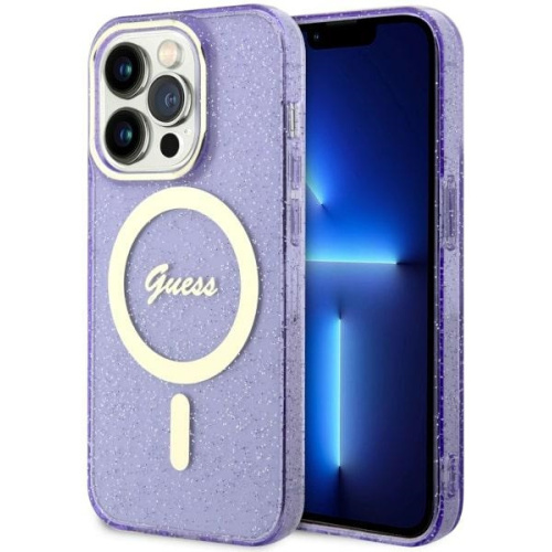 Guess Distributor - 3666339125684 - GUE2483 - Guess GUHMP14LHCMCGU Apple iPhone 14 Pro purple hardcase Glitter Gold MagSafe - B2B homescreen