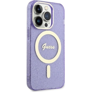 Etui Guess GUHMP14LHCMCGU Apple iPhone 14 Pro purpurowy/purple hardcase Glitter Gold MagSafe