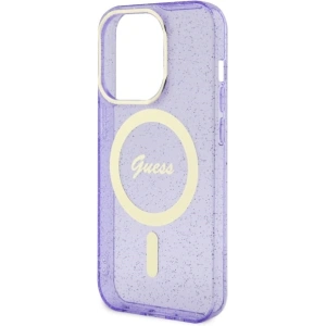 Etui Guess GUHMP14LHCMCGU Apple iPhone 14 Pro purpurowy/purple hardcase Glitter Gold MagSafe