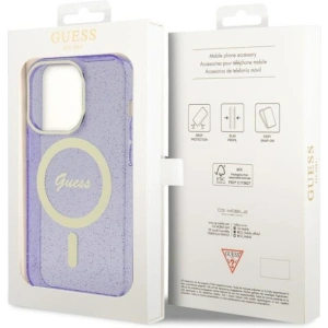 Etui Guess GUHMP14LHCMCGU Apple iPhone 14 Pro purpurowy/purple hardcase Glitter Gold MagSafe