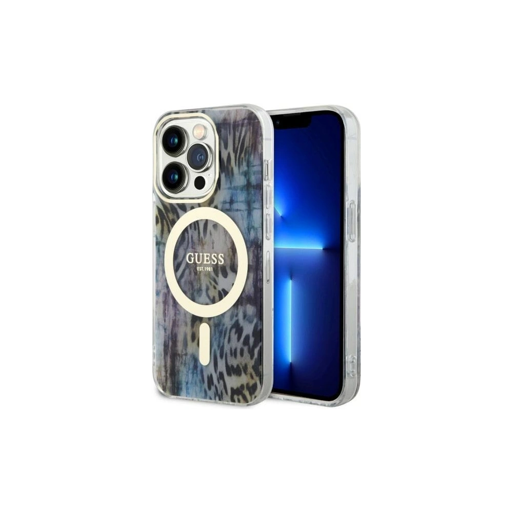 Hurtownia GSM - Etui Guess GUHMP14LHLEOPWB Apple iPhone 14 Pro modrý/blue hardcase Leopard MagSafe - GUE2485 - {ean13} - Hurt
