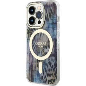 Etui Guess GUHMP14LHLEOPWB Apple iPhone 14 Pro niebieski/blue hardcase Leopard MagSafe