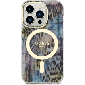 Etui Guess GUHMP14LHLEOPWB Apple iPhone 14 Pro niebieski/blue hardcase Leopard MagSafe