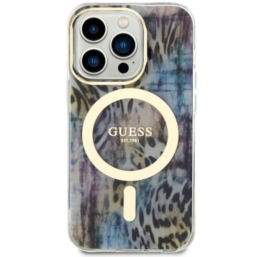 Etui Guess GUHMP14LHLEOPWB Apple iPhone 14 Pro niebieski/blue hardcase Leopard MagSafe