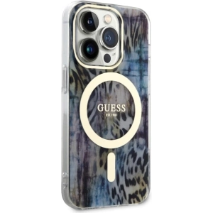 Etui Guess GUHMP14LHLEOPWB Apple iPhone 14 Pro niebieski/blue hardcase Leopard MagSafe