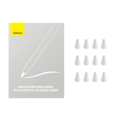 Wymienne silikonowe końcówki na rysik Baseus białe (medium) [12 PACK]