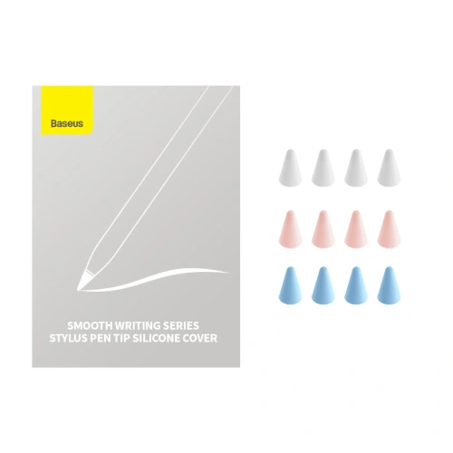 Wymienne silikonowe końcówki na rysik Baseus białe / niebieskie / różowe (medium) [12 PACK]
