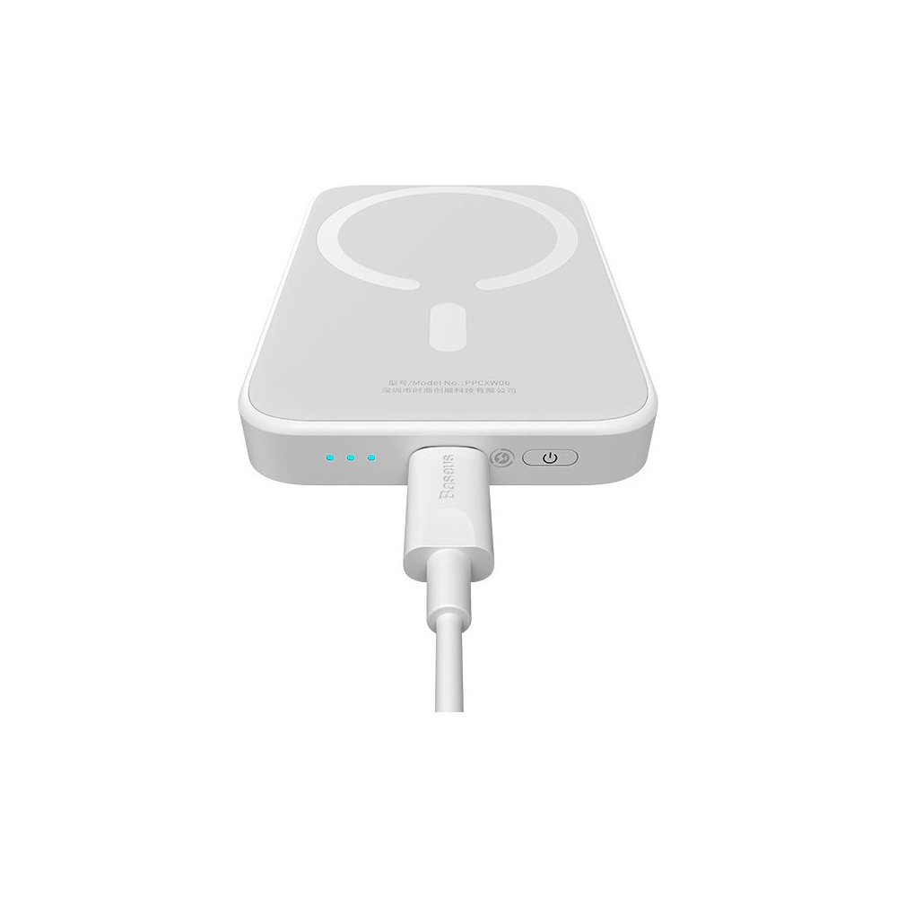 Hurtownia GSM - Powerbank Baseus Magnetic MagSafe 15W/PD 20W 6000mAh weiß (Overseas Edition) + USB-C/USB-C Kabel 60W 3A 0.5m weiß - BSU4030 - {ean13} - Hurt