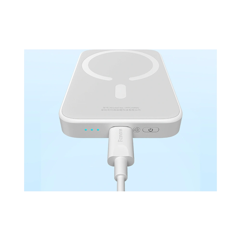 Hurtownia GSM - Powerbank Baseus Magnetic MagSafe 15W/PD 20W 6000mAh weiß (Overseas Edition) + USB-C/USB-C Kabel 60W 3A 0.5m weiß - BSU4030 - {ean13} - Hurt