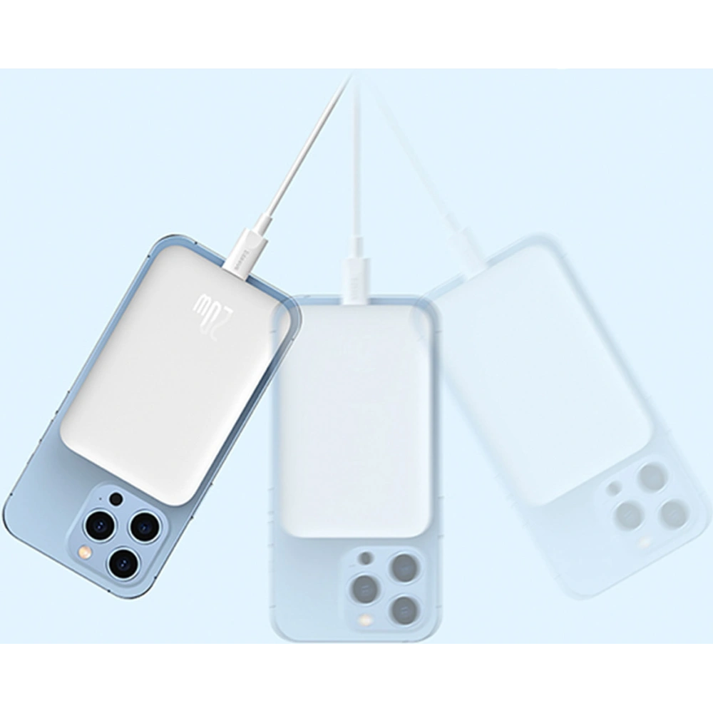 Wholesale Powerbank Baseus Magnetic MagSafe 15W/PD 20W 6000mAh white (Overseas Edition) + USB-C/USB-C cable 60W 3A 0.5m white - BSU4030 - {ean13} - Hurt