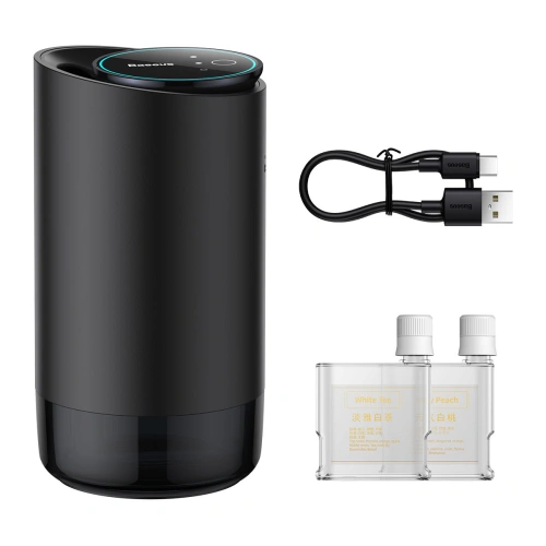Samochodowy odświeżacz powietrza Baseus czarny (biała herbata / soczysta brzoskwinia) + kabel USB-C 1m