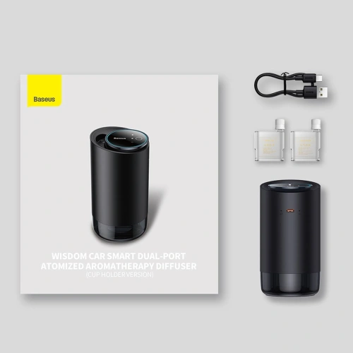 Samochodowy odświeżacz powietrza Baseus czarny (biała herbata / soczysta brzoskwinia) + kabel USB-C 1m