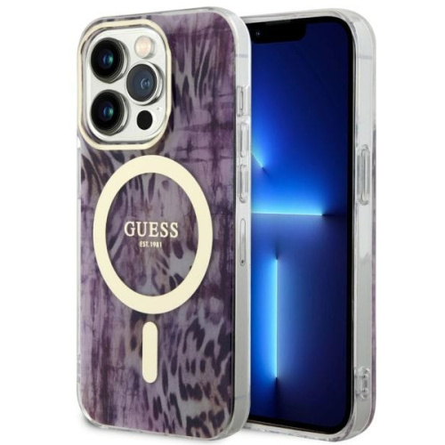 Guess Distributor - 3666339115692 - GUE2486 - Case Guess GUHMP14LHLEOPWP Apple iPhone 14 Pro pink/pink hardcase Leopard MagSafe - B2B homescreen